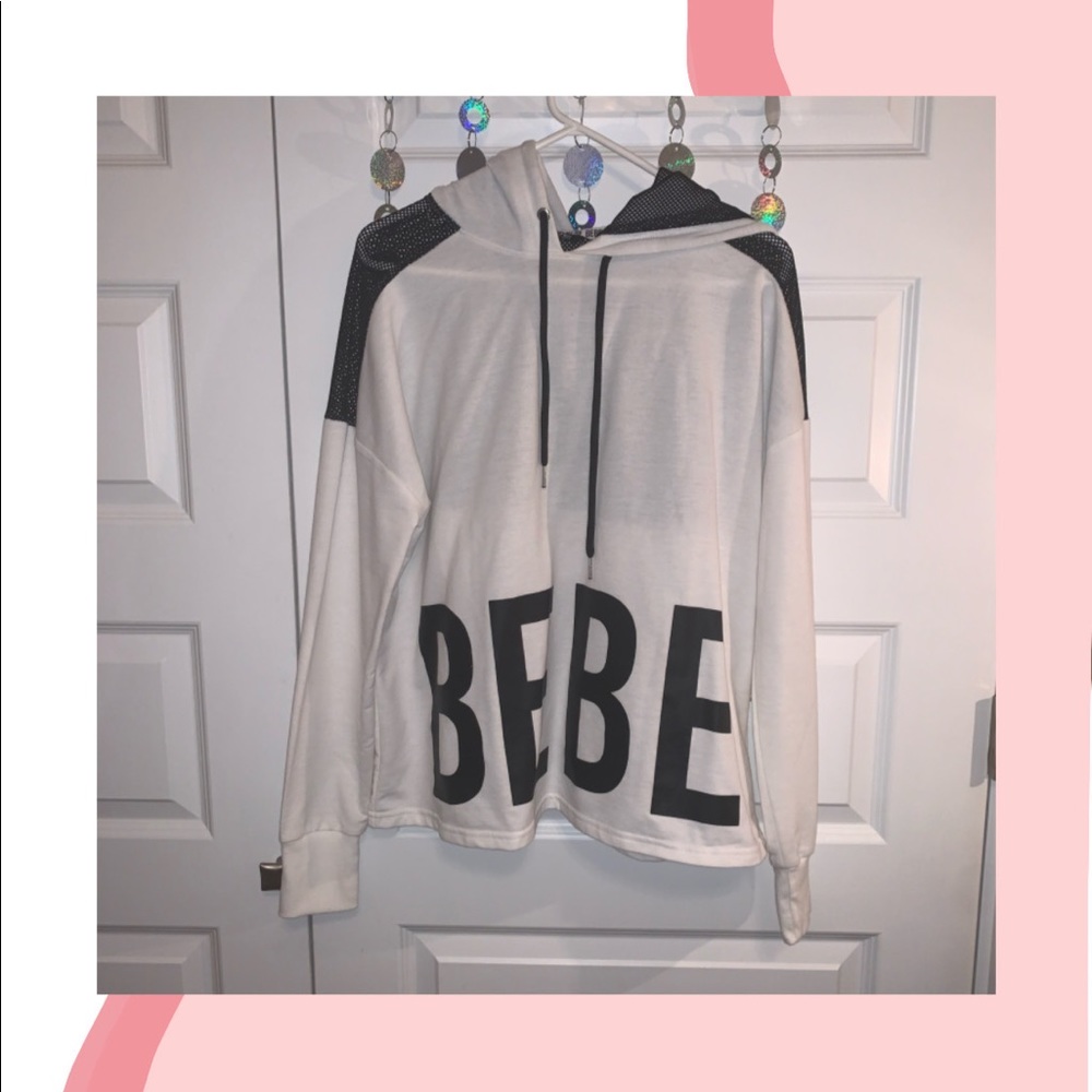 Bebe White and Black Hoodie